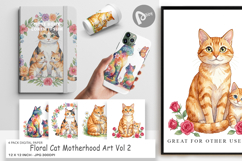 Floral Cat Motherhood Art Digital Paper Product Image 1