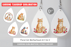 Floral Cat Motherhood Art Earring Product Image 1
