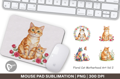 Floral Cat Motherhood Art Mouse Pad Product Image 1
