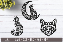 Floral Cat Silhouette SVG Silhouette