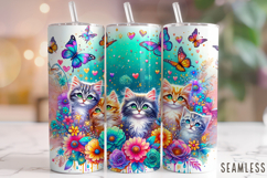 Floral Cat Tumbler, Cat Mom Tumbler Wrap, Cat Lover Tumbler Product Image 1
