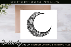 Floral Celestial Moon SVG Cut File Moon Mandala Silhouette Product Image 2
