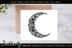 Floral Celestial Moon SVG Cut File Moon Mandala Silhouette Product Image 2