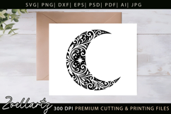 Floral Celestial Moon SVG Cut File Moon Mandala Silhouette Product Image 4