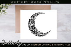 Celestial Moon SVG Cut File Floral Moon Mandala Silhouette Product Image 2
