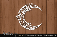 Celestial Moon SVG Cut File Floral Moon Mandala Silhouette Product Image 3