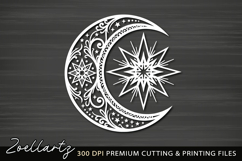 Celestial Moon SVG Cut File Floral Moon Mandala Silhouette Product Image 3