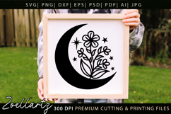 Mystical Moon SVG Floral Celestial Moon T-shirt Mug Pillows Product Image 2