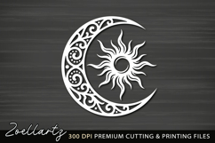 Celestial Moon Sun SVG Cut File Floral Moon Sun Silhouette Product Image 3