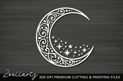 Celestial Moon SVG Cut File Floral Moon Mandala Silhouette Product Image 2
