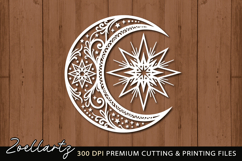 Celestial Moon SVG Cut File Floral Moon Mandala Silhouette Product Image 4