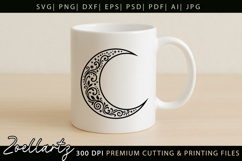 Floral Celestial Moon SVG Cut File Moon Mandala Silhouette Product Image 4