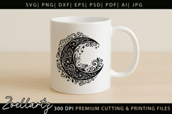 Floral Celestial Moon SVG Cut File Moon Mandala Silhouette Product Image 4