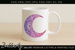 Floral Celestial Moon SVG Cut File Moon Mandala Silhouette Product Image 4