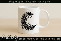 Floral Celestial Moon SVG Cut File Moon Mandala Silhouette Product Image 4
