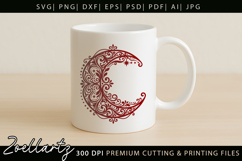 Floral Celestial Moon SVG Cut File Moon Mandala Silhouette Product Image 4