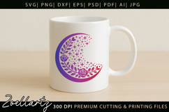 Celestial Moon SVG Cut File Floral Moon Mandala Silhouette Product Image 5