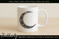 Floral Celestial Moon SVG Cut File Moon Mandala Silhouette Product Image 3