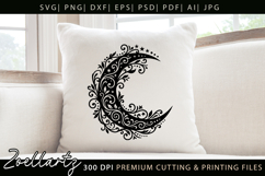 Floral Celestial Moon SVG Cut File Moon Mandala Silhouette Product Image 3