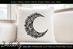 Floral Celestial Moon SVG Cut File Moon Mandala Silhouette Product Image 2