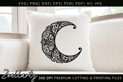 Floral Celestial Moon SVG Cut File Moon Mandala Silhouette Product Image 2