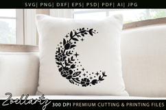 Celestial Moon SVG Cut File Floral Moon Mandala Silhouette Product Image 4