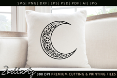 Floral Celestial Moon SVG Cut File Moon Mandala Silhouette Product Image 3