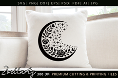 Celestial Moon SVG Cut File Floral Moon Mandala Silhouette Product Image 2
