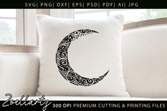 Floral Celestial Moon SVG Cut File Moon Mandala Silhouette Product Image 2