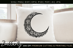 Floral Celestial Moon SVG Cut File Moon Mandala Silhouette Product Image 3