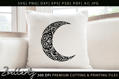 Floral Celestial Moon SVG Cut File Moon Mandala Silhouette Product Image 2