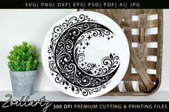 Floral Celestial Moon SVG Cut File Moon Mandala Silhouette Product Image 2