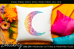 Floral Celestial Moon SVG Cut File Moon Mandala Silhouette Product Image 6