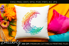 Floral Celestial Moon SVG Cut File Moon Mandala Silhouette Product Image 2