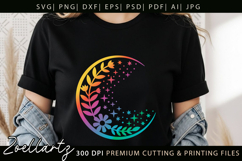Celestial Moon SVG Cut File Floral Moon Mandala Silhouette Product Image 8