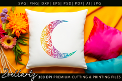 Floral Celestial Moon SVG Cut File Moon Mandala Silhouette Product Image 5