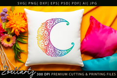Floral Celestial Moon SVG Cut File Moon Mandala Silhouette Product Image 5