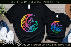 Floral Celestial Moon SVG Cut File Moon Mandala Silhouette Product Image 4