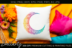 Floral Celestial Moon SVG Cut File Moon Mandala Silhouette Product Image 6