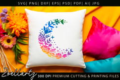 Celestial Moon SVG Cut File Floral Moon Mandala Silhouette Product Image 8