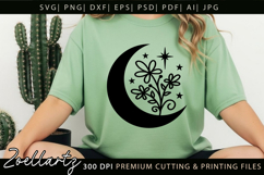 Mystical Moon SVG Floral Celestial Moon T-shirt Mug Pillows Product Image 3