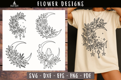 Floral Celestial Moon SVG Mystical designs