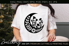 Floral Celestial Moon SVG Cut File Moon Mandala Silhouette Product Image 5
