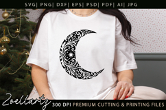 Floral Celestial Moon SVG Cut File Moon Mandala Silhouette Product Image 7