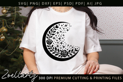 Celestial Moon SVG Cut File Floral Moon Mandala Silhouette Product Image 6