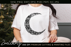 Floral Celestial Moon SVG Cut File Moon Mandala Silhouette Product Image 5