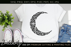 Floral Celestial Moon SVG Cut File Moon Mandala Silhouette Product Image 6
