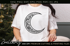 Floral Celestial Moon SVG Cut File Moon Mandala Silhouette Product Image 5
