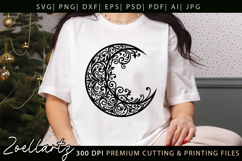 Floral Celestial Moon SVG Cut File Moon Mandala Silhouette Product Image 4