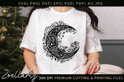 Floral Celestial Moon SVG Cut File Moon Mandala Silhouette Product Image 6